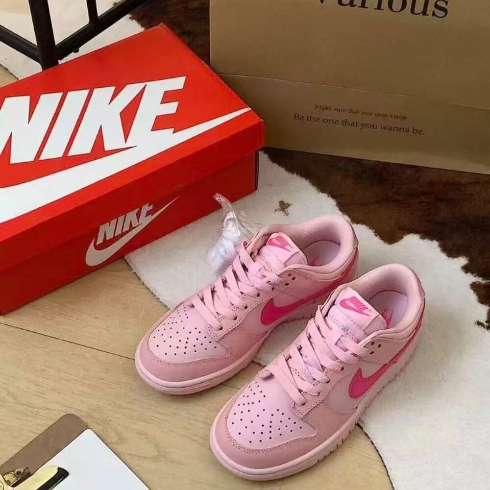 Nike Women’s Pink Sneakers - Light Pink with Hot Pink Swoosh